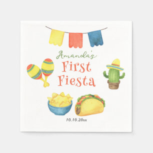 Watercolor Fiesta Eerste Verjaardag Servet