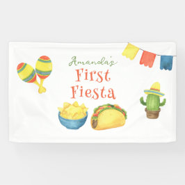 Watercolor Fiesta Eerste Verjaardag Spandoek