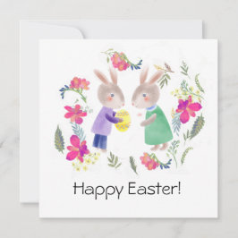 Watercolor fijne Paashaas en ei  Feestdagenkaart