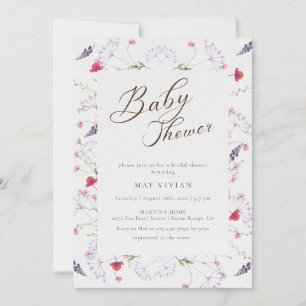 Watercolor Fijne Wilde Bloem Baby Shower Kaart