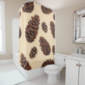 Watercolor fir cone seamless pattern, watercolour  douchegordijn (In situ)