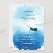 Watercolor Fishing Boat 30th Birthday Party Kaart (Voorkant)
