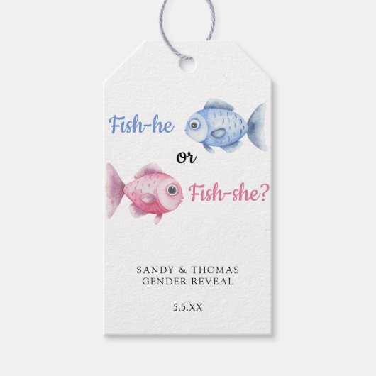 Watercolor Fishing Gender Reveal Cadeaulabel (Voorkant)