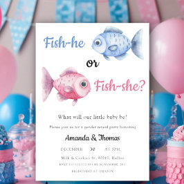 Watercolor Fishing Gender Reveal Kaart