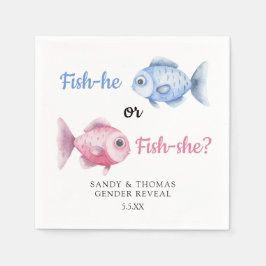 Watercolor Fishing Gender Reveal Servet