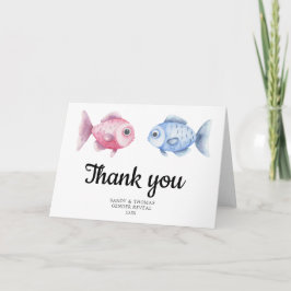 Watercolor Fishing Thank you gender reveal Bedankkaart