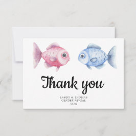 Watercolor Fishing Thank you gender reveal Bedankkaart