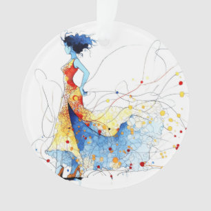 Watercolor Flamenco Danser – Vreugde in Beweging # Ornament
