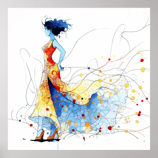 Watercolor Flamenco Danser – Vreugde in Beweging # Poster (Voorkant)