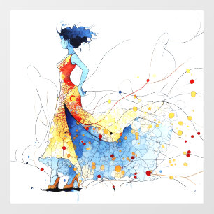Watercolor Flamenco Danser – Vreugde in Beweging # Raamsticker