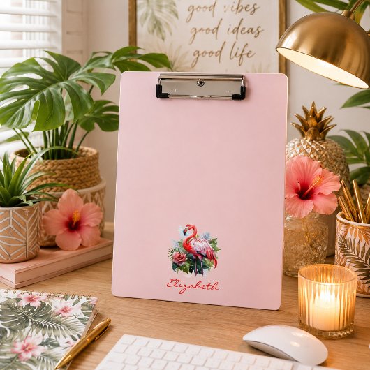 Watercolor Flamingo Bloemstuk Klembord