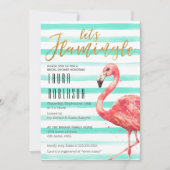Watercolor Flamingo Mint Strepen | Bruidsmeisje Fe Kaart (Voorkant)