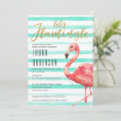 Watercolor Flamingo Mint Strepen | Bruidsmeisje Fe Kaart (Staand voorkant)