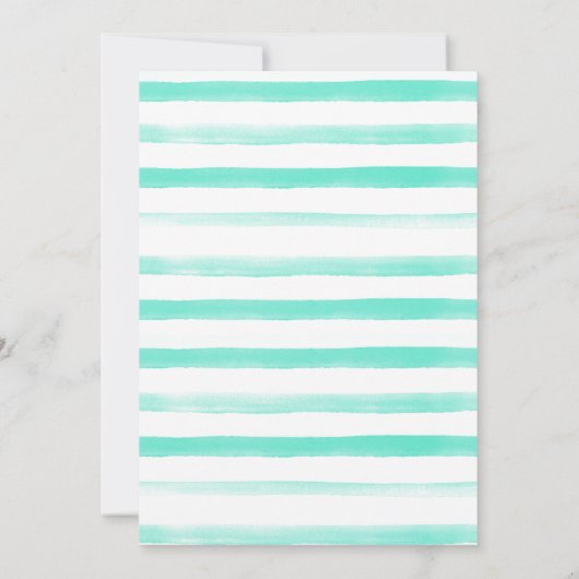 Watercolor Flamingo Mint Strepen | Bruidsmeisje Fe Kaart (Achterkant)