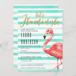 Watercolor Flamingo Mint Strepen | Bruidsmeisje Fe Kaart