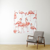Watercolor flamingo naadloos patroon. Handgeschild Wandkleed (In situ)