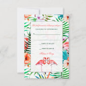 Watercolor Flamingo Trouwreactie RSVP Kaartje (Voorkant)