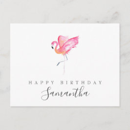 Watercolor Flamingo Verjaardagsgroet Briefkaart