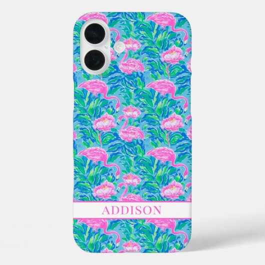 Watercolor Flamingo's met Monogram Case-Mate iPhone Case (Achterkant)
