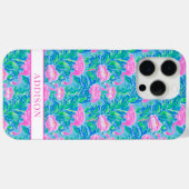 Watercolor Flamingo's met Monogram Case-Mate iPhone Case (Achterkant (horizontaal))