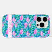 Watercolor Flamingo's met Monogram Case-Mate iPhone Case (Achterkant (horizontaal))