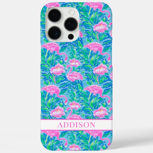 Watercolor Flamingo's met Monogram Case-Mate iPhone Case (Achterkant)
