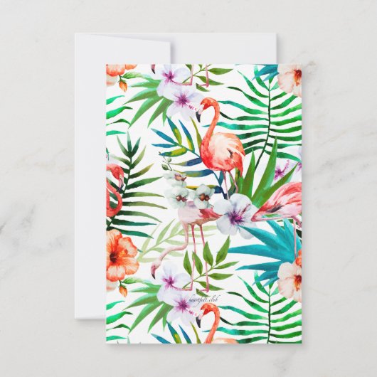 Watercolor Flamingo's Uitnodiging (Achterkant)