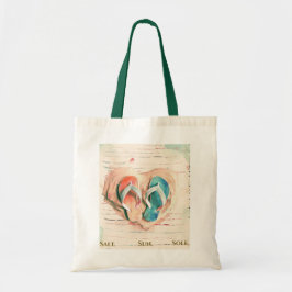 Watercolor Flip Flop Beach Tote Bag