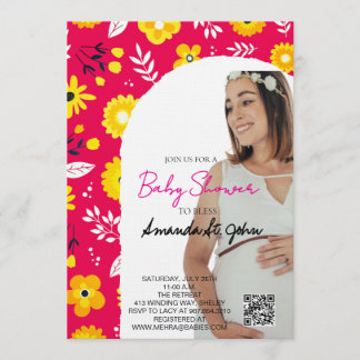 Watercolor Floral Baby Shower Invitation Kaart