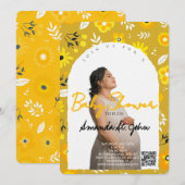 Watercolor Floral Baby Shower Invitation Kaart (Voorkant / Achterkant)