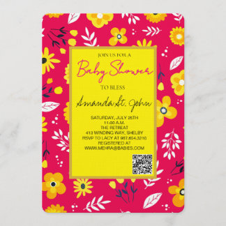 Watercolor Floral Baby Shower Invitation Kaart