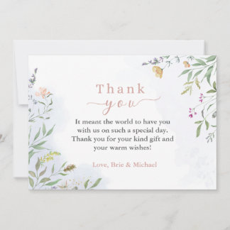 Watercolor Floral Baby Shower Thank you Card Kaart
