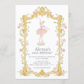 Watercolor Floral Ballerina Birthday QR code RSVP Kaart (Voorkant)