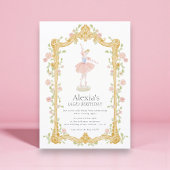 Watercolor Floral Ballerina Birthday QR code RSVP Kaart