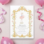 Watercolor Floral Ballerina Birthday QR code RSVP Kaart