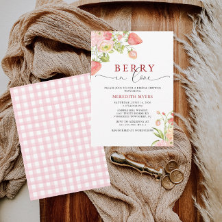 Watercolor Floral Berry in Love Bridal Shower Kaart