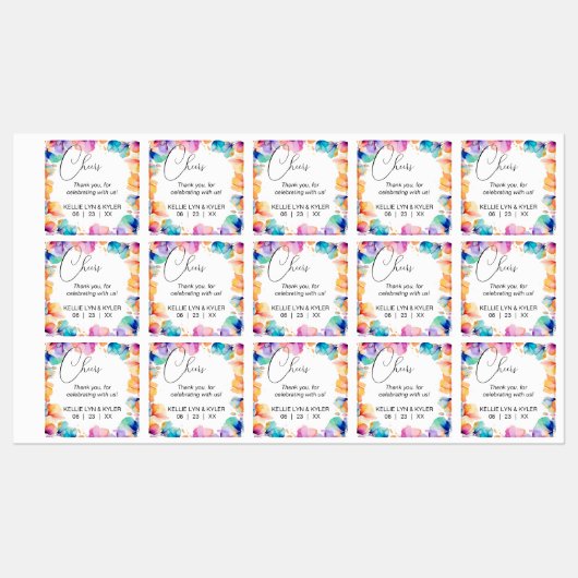 Watercolor Floral Beverage Label DIY Cheers (Vel)