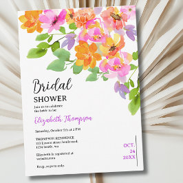 Watercolor Floral Boho Fall Bridal Shower Kaart