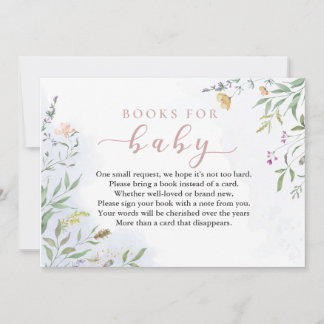 Watercolor Floral Books for Baby Insert Kaart