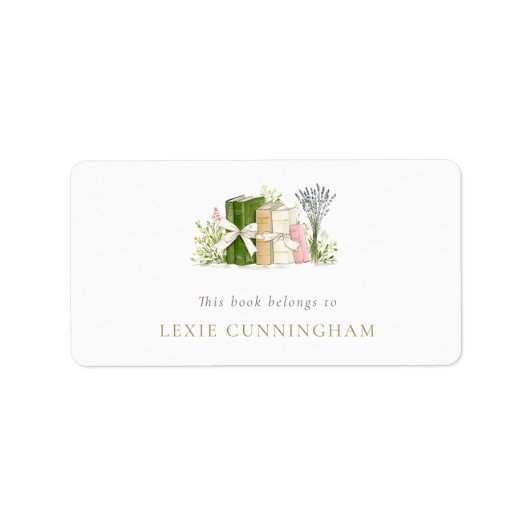 Watercolor Floral Books Personalised Bookplate Etiket (Voorkant)