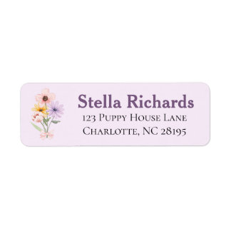 Watercolor floral bouquet wedding save the date etiket