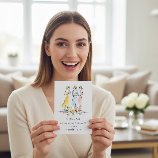 Watercolor Floral Bridesmaid Proposal Card