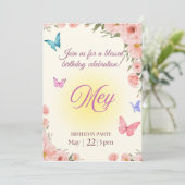 Watercolor Floral Christian Birthday Invitation Kaart (Staand voorkant)
