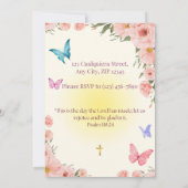 Watercolor Floral Christian Birthday Invitation Kaart (Achterkant)