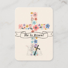 Watercolor Floral Cross He Is Risen Easter Prayer  Plaatskaartje