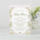 Watercolor Floral Daisy Baby Shower Blush Pink Kaart (Staand voorkant)