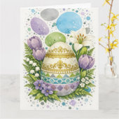 Watercolor Floral Easter Egg Kaart (Gele Bloem)