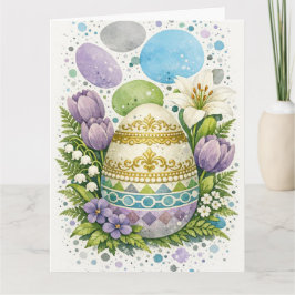 Watercolor Floral Easter Egg Kaart