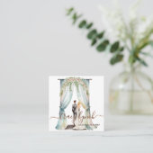 Watercolor Floral Elegant Wedding Planner Vierkante Visitekaartje (Staand voorkant)