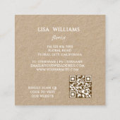 Watercolor Floral Frame Kraft Vierkante Visitekaartje (Achterkant)